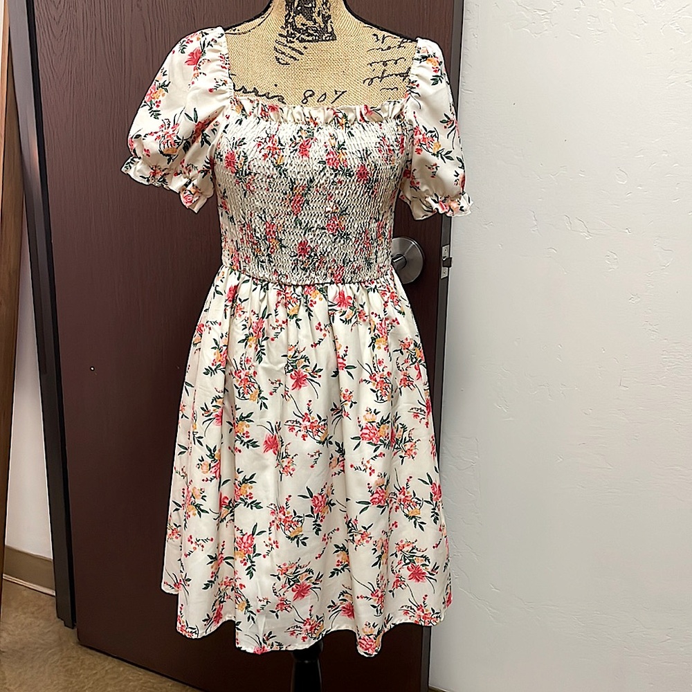 Floral smocked top dress